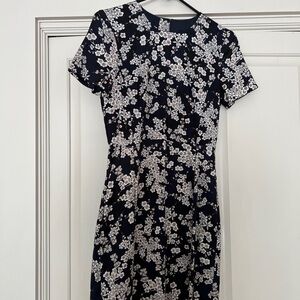 French Connection White Sheath Midi Dress Short Sleeve Crew Neck